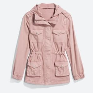 Dusty Rose Lightweight Hooded Utility Jacket